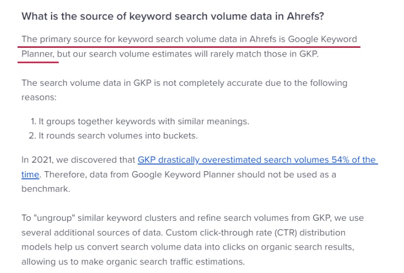 ahrefs keyword search volume accuracy and source